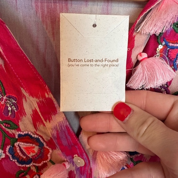 SOFT SURROUNDINGS embroidered pink Palace Maxi Dress Pink S - Picture 6 of 10